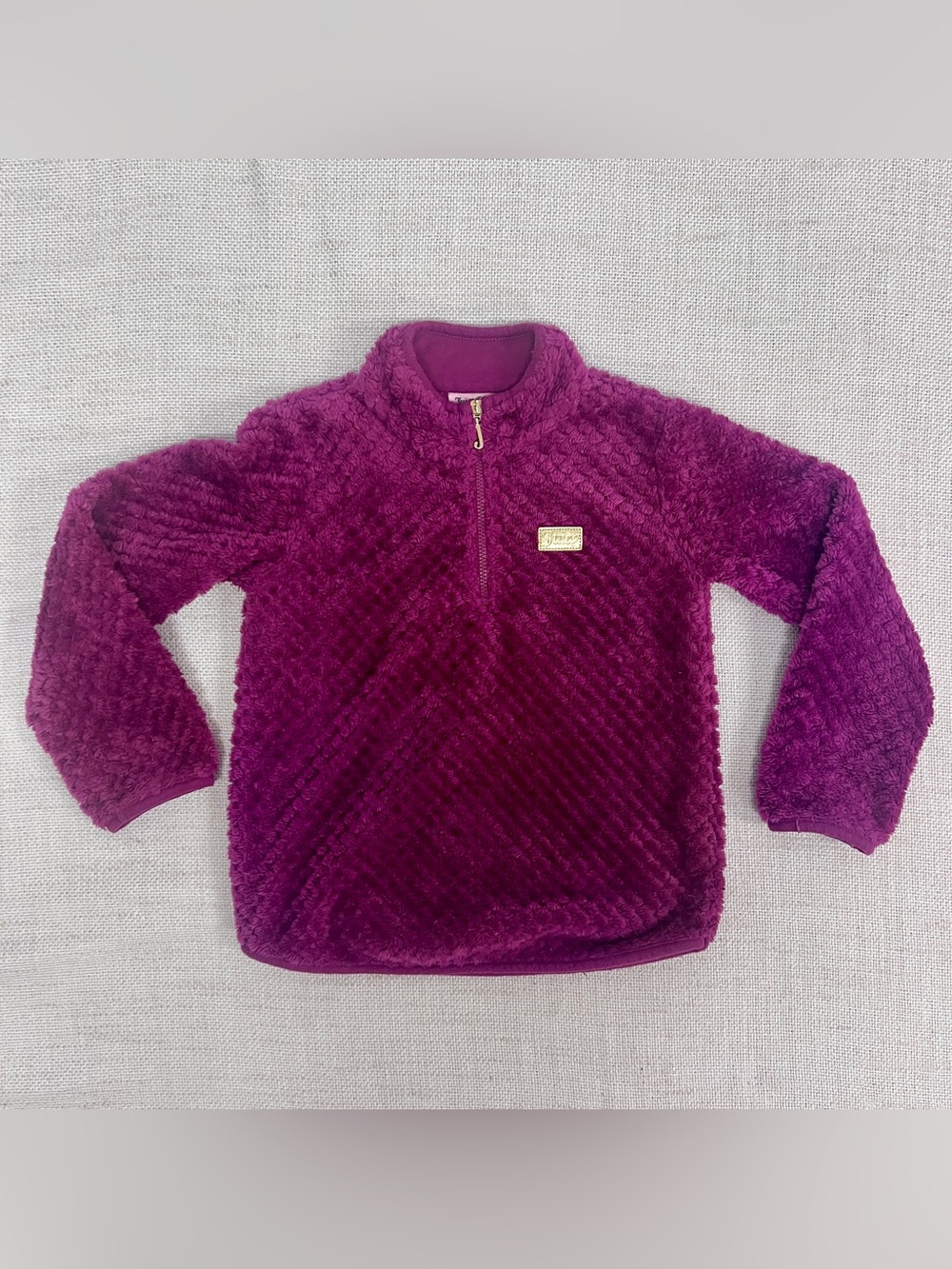 Juicy Couture Girls Faux Fur Quarter Zip Pullover Size 5